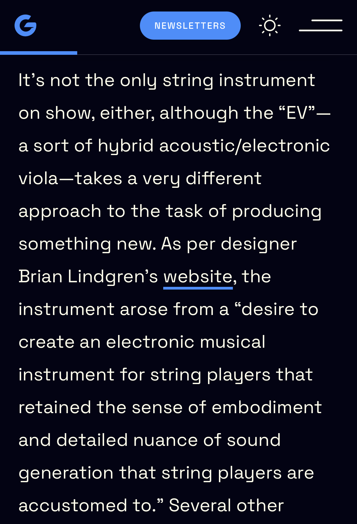 Gizmodo article featuring the EV