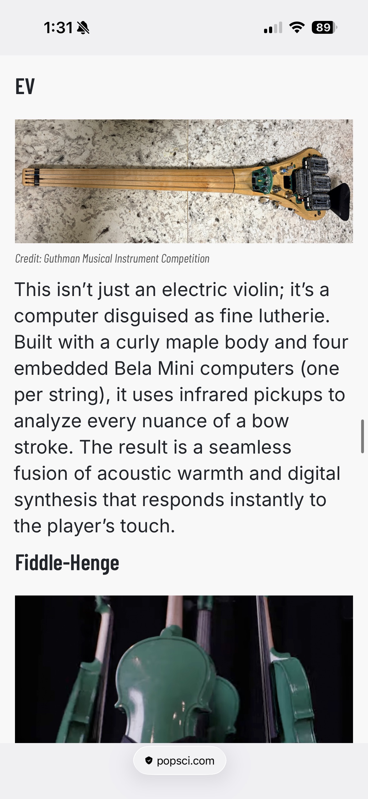 Popular Science article featuring the EV