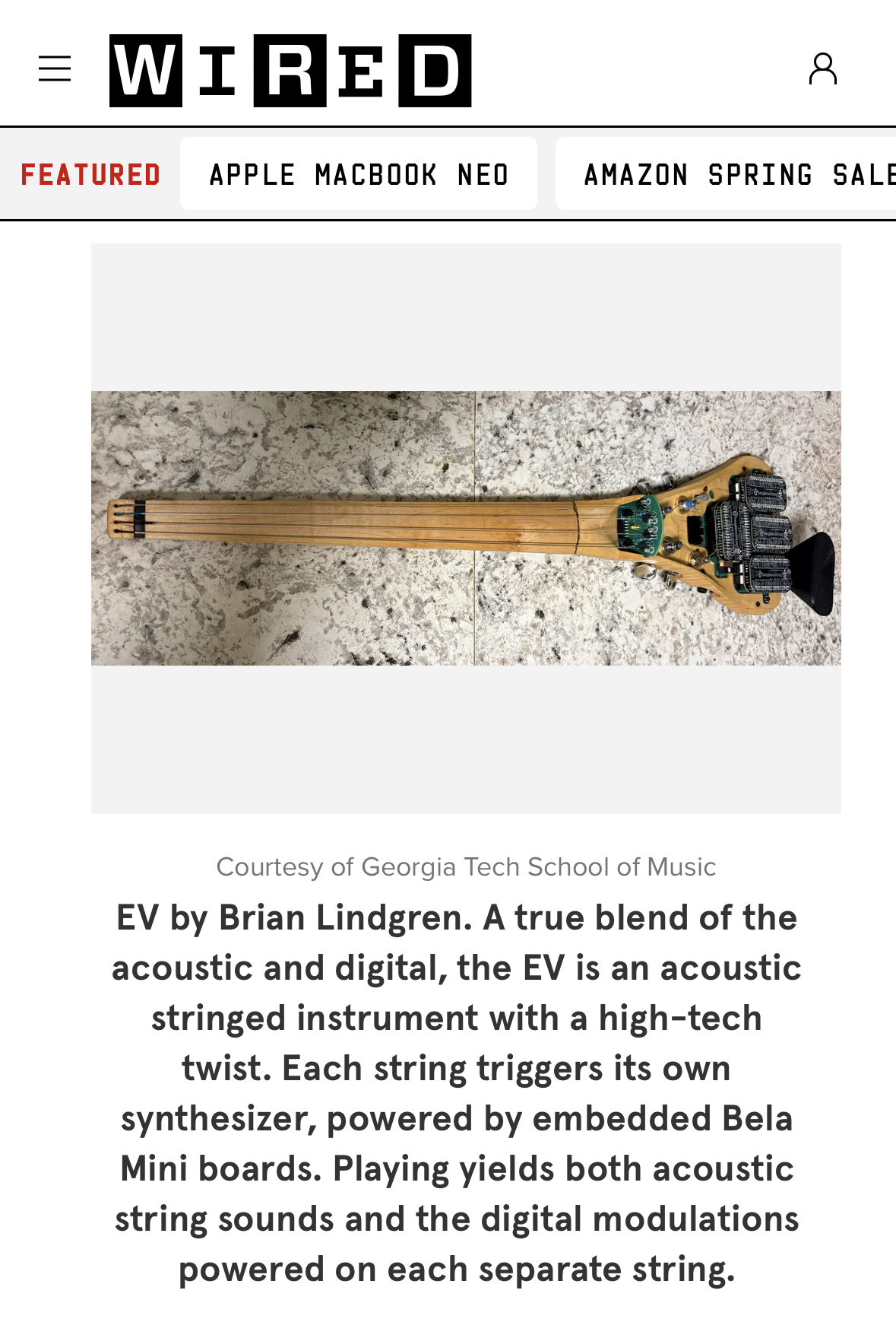 Wired article featuring the EV